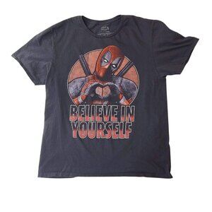 Marvel Deadpool Believe In Yourself Graphic T-Shirt Black L 42/44 Men’s Tee